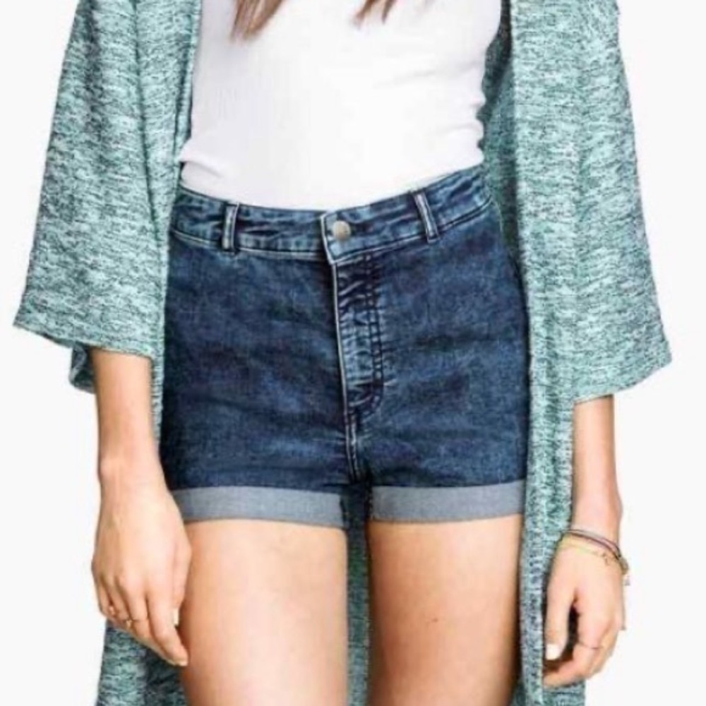 H&m High Waist Shorts Dark Acid Wash sz 4